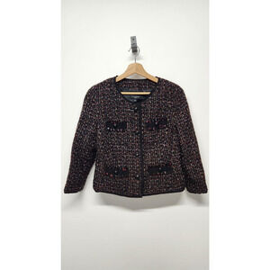Talbots Womens Tweed/Nubby Texture Black/Multi Color Suit Jacket/Blazer, Size12P